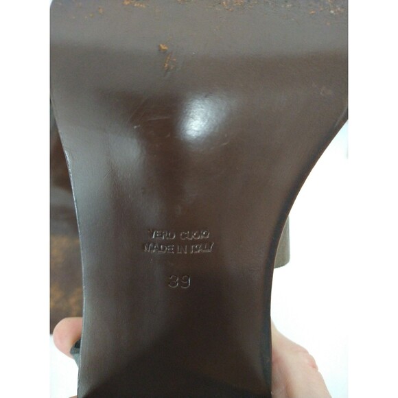 Boemos Italy Block Heel Sandals EU 39 Dark Gray All Leather Strappy Square Toe - Picture 9 of 12